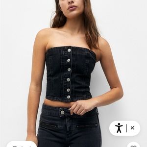 Pull & Bear black denim corset top. This offer is for corset top ONLY.